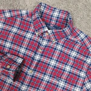 Vineyard Vines Shirt Mens Large Red Plaid Classic Fit Tucker Flannel Button Up